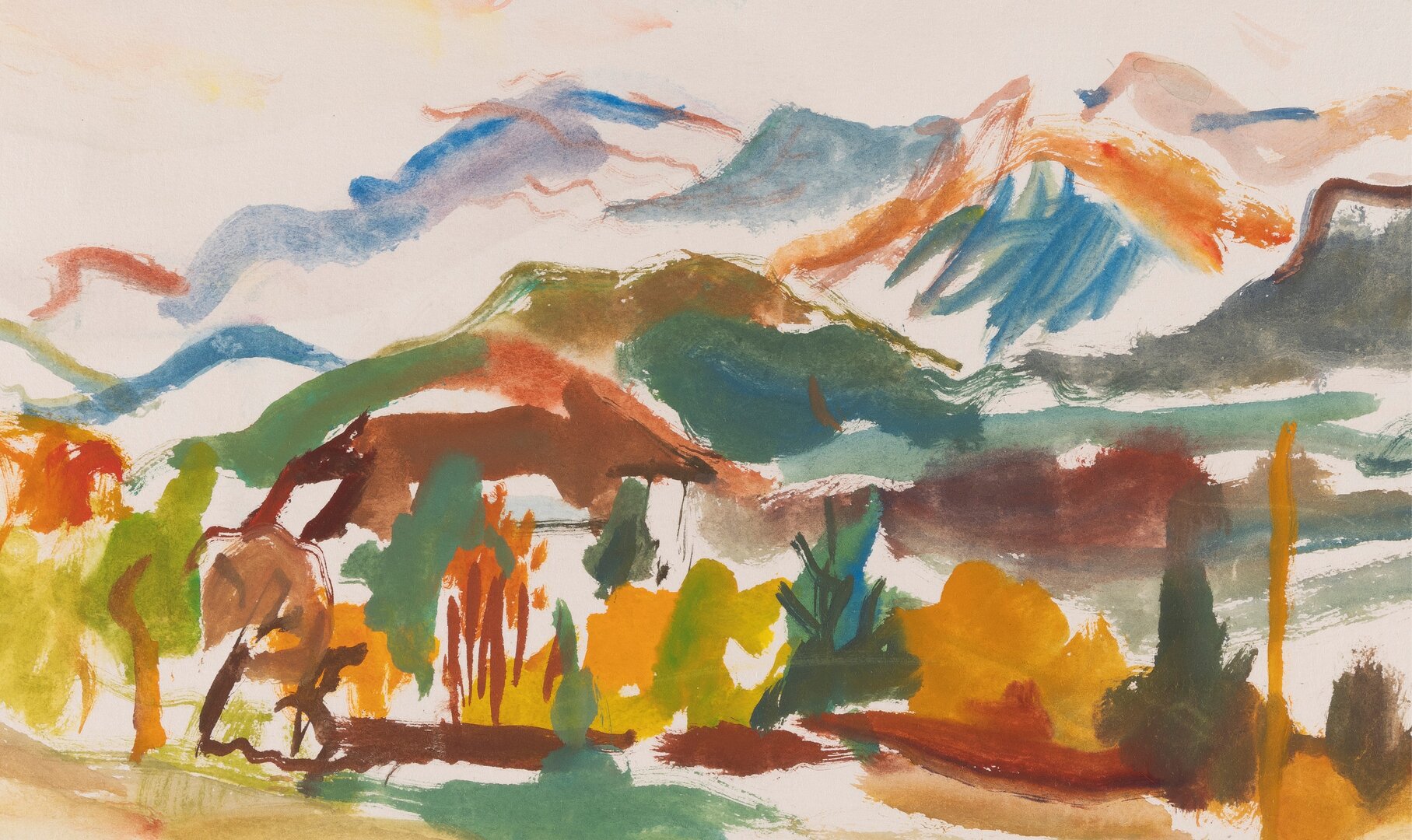 Einladungssujet, Margarethe Stolz Hoke, Jauntal  23. 10. 1973  Aquarell, Detail